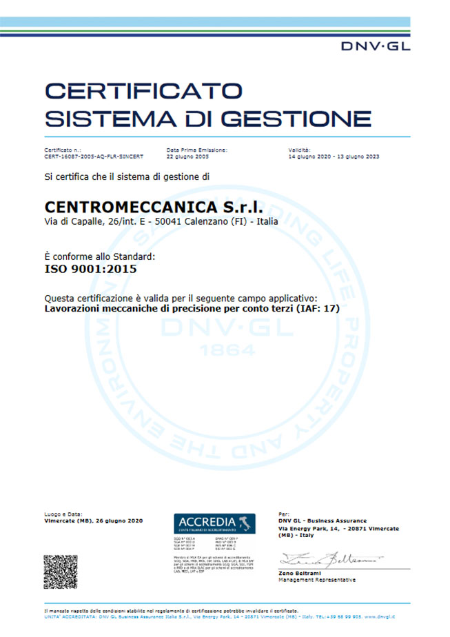 CERTIFICATO iso 9001